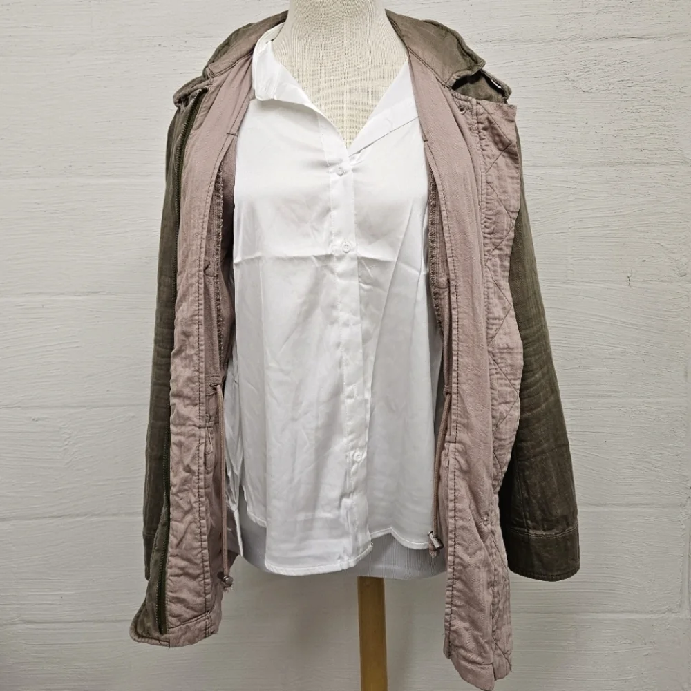 Free People Not Your Brother's Military Surplus Jacket in Olive and Pink Size M - Picture 11 of 15